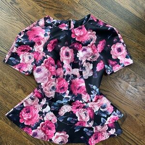 ASOS Pink and Black Floral Blouse